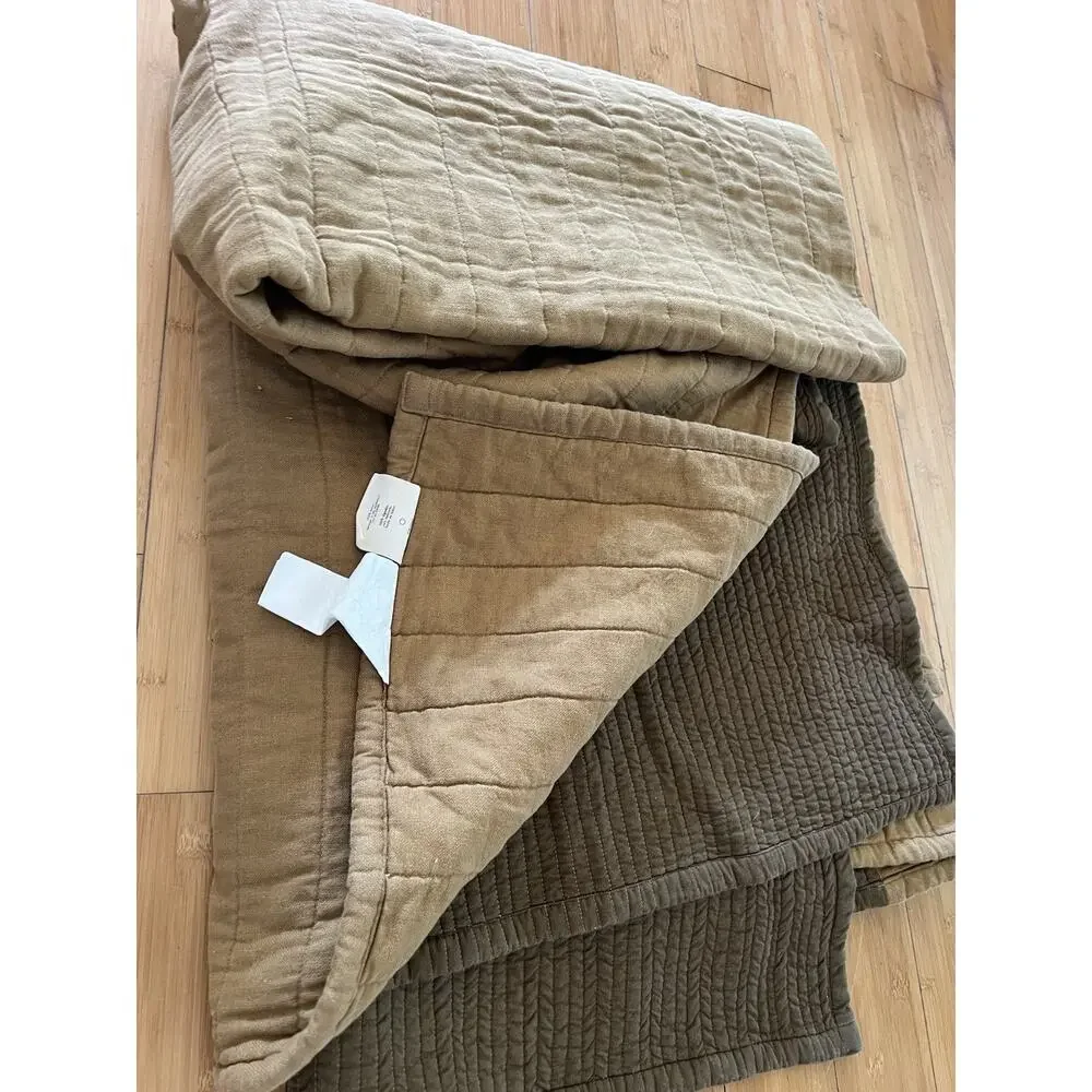 Calvin Klein Queen The Khaki Collection Quilted Heavy Weight Cotton Blanket